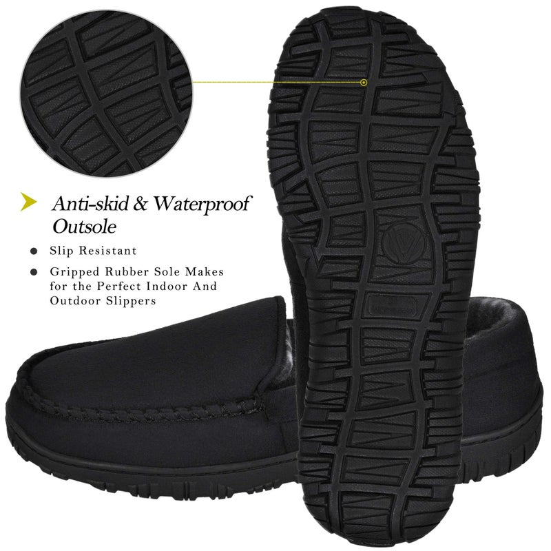 MIXIN Slippers for Men House Shoes Moccasin with Comfortable Memory Foam Indoor Outdoor black 10 - Image 4